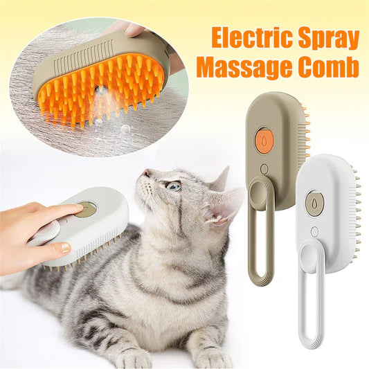 3-in-1 Electric Pet Grooming Brush – Steam, Massage & Hair Removal - Furfreeliving